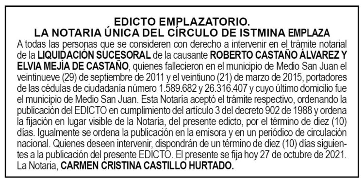 Edicto Roberto Castaño Álvarez