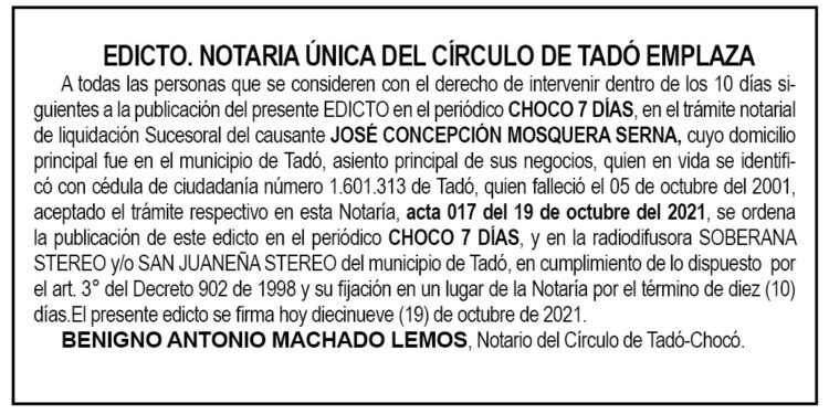 Edicto José Concepción Mosquera