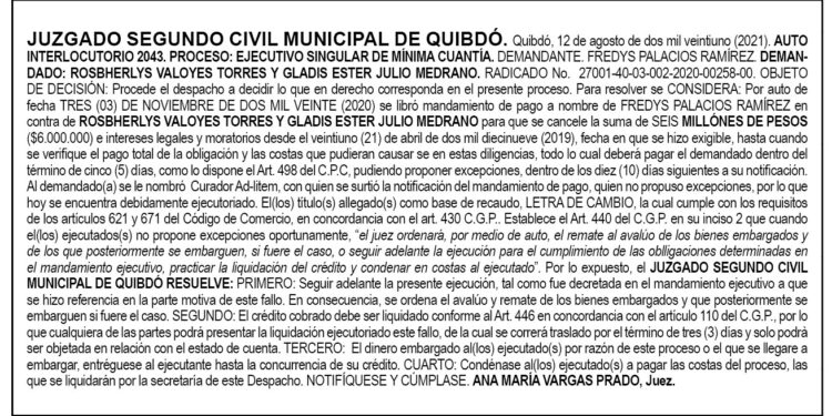 Avalúo y remate de bienes embargados