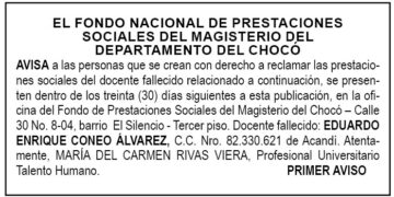 Edicto 1er. aviso Eduardo Enrique Coneo Álvarez