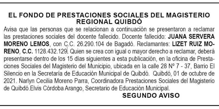 Edicto 2do. aviso Juana Servera Moreno Lemos