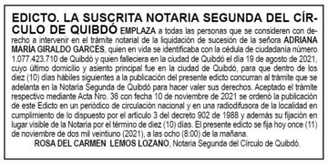 Edicto Adriana María Giraldo Garcés