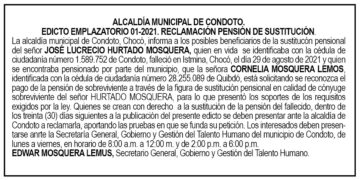 Edicto Lucrecio Hurtado Mosquera