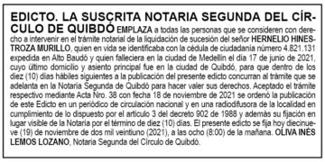 Edicto Hernelio Hinestroza Murillo