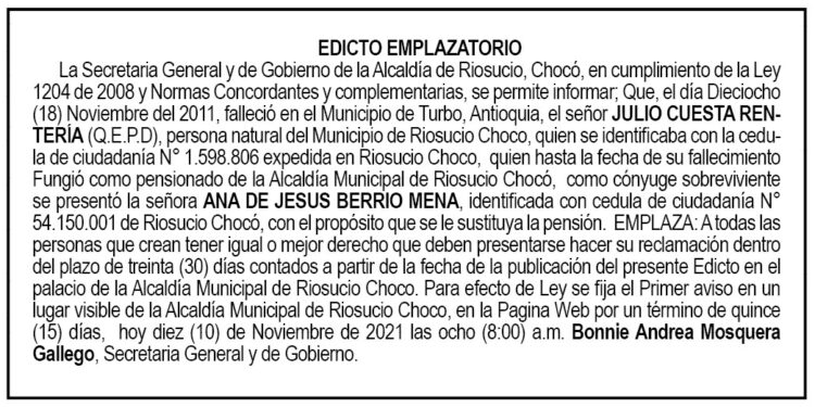 Edicto Julio Cuesta Rentería