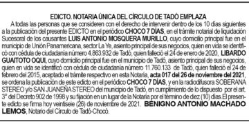Edicto Luis Antonio Mosquera Murillo y Libardo Guaitoto Oqui
