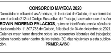 Edicto 1er. aviso Edwin Moreno Palacios