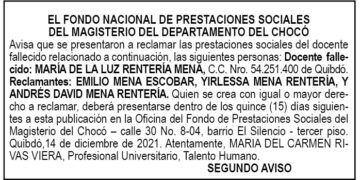 Edicto 2do. aviso María de la Luz Rentería Mena
