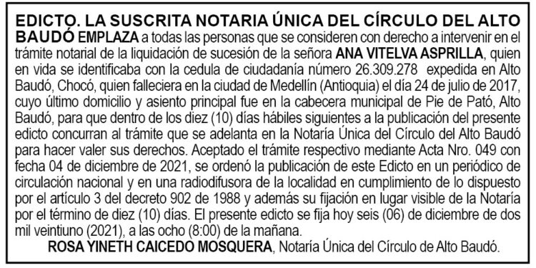 Edicto Ana Vitelva Asprilla
