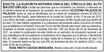 Edicto Celedonia Palacios de Palacios