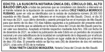 Edicto Cruz Fabiola Morrocó Rubiano