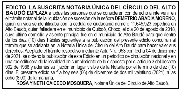 Edicto Demetrio Abadía Moreno