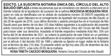 Edicto Inocencia Mosquera Ríos