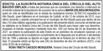 Edicto María Erlinda Mosquera