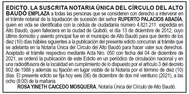 Edicto Ruperto Palacios Abadía