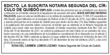 Edicto Jesús Antonio Moreno Palacios