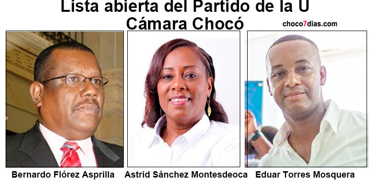 Lista del partido de La U a la Cámara por el Chocó