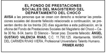 Edicto 1er. aviso Ángel Gustavo Valencia Rivas