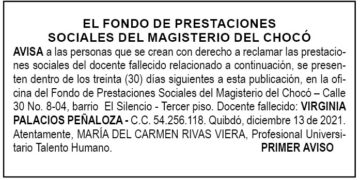 Edicto 1er. aviso Virginia Palacios Peñaloza