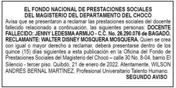 Edicto 2do. aviso Jenny Ledesma Armijo