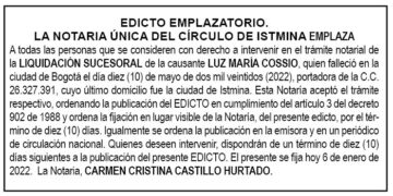Edicto Luz María Cossio