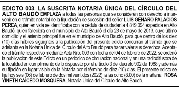 Edicto Luis Genaro Palacios Perea