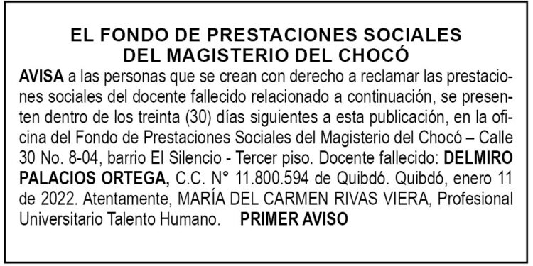Edicto 1er. aviso Delmiro Palacios Ortega