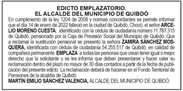 Edicto Arcelio Moreno Cuesta