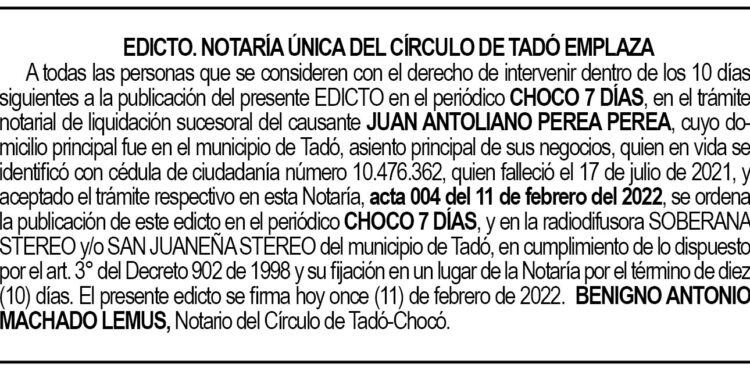 Edicto Juan Antoliano Perea Perea