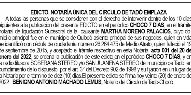 Edicto Martha Moreno Palacios