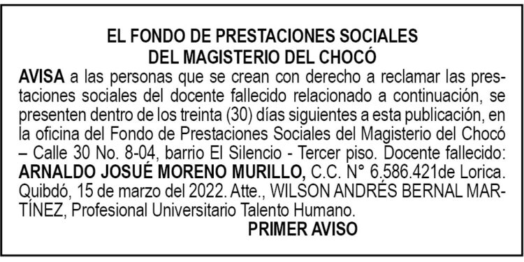 Edicto 1er. aviso Arnaldo Josué Moreno Murillo