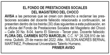 Edicto 1er. aviso Flora del Carmen Soto Marcelín