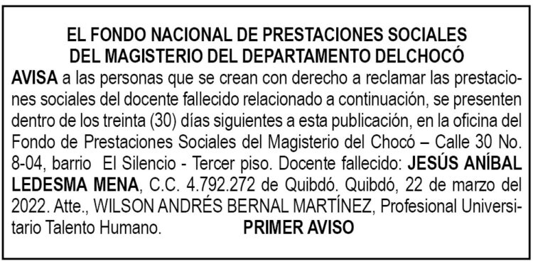 Edicto 1er. aviso Jesús Aníbal Ledesma Mena