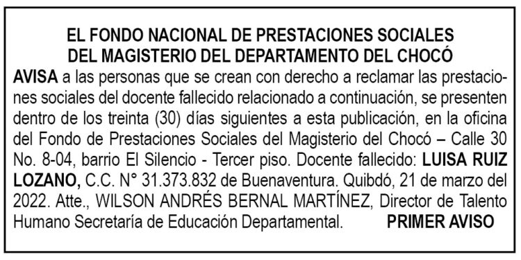 Edicto 1er. aviso Luisa Ruiz Lozano