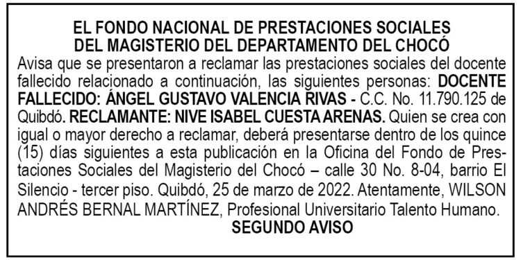 Edicto 2do. aviso Ángel Gustavo Valencia Rivas
