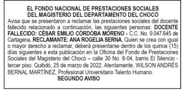 Edicto 2do. aviso César Emilio Córdoba Moreno
