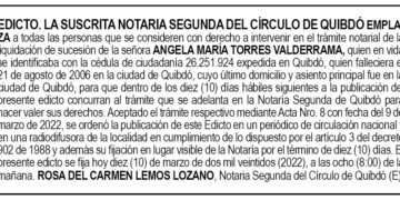 Edicto Ángela María Torres Valderrama
