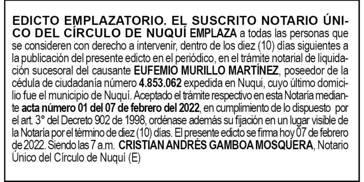 Edicto Eufemio Murillo Martínez