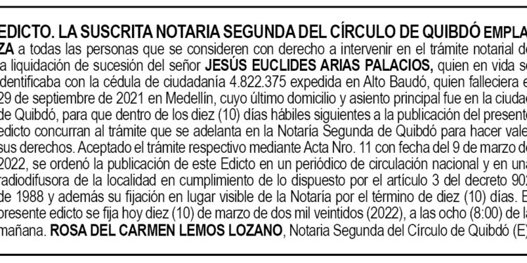 Edicto Jesús Euclides Arias Palacios