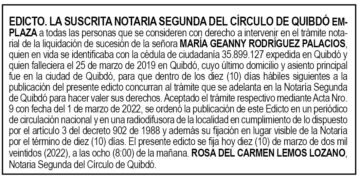 Edicto María Geanny Rodríguez Palacios