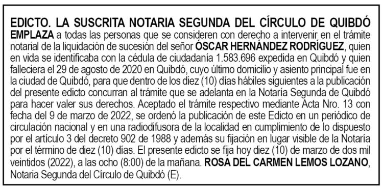 Edicto Óscar Hernández Rodríguez