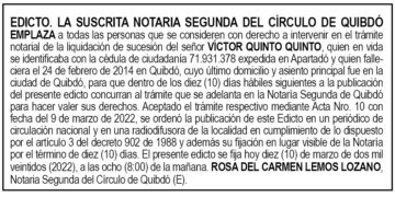 Edicto Víctor Quinto Quinto