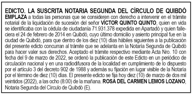 Edicto Víctor Quinto Quinto