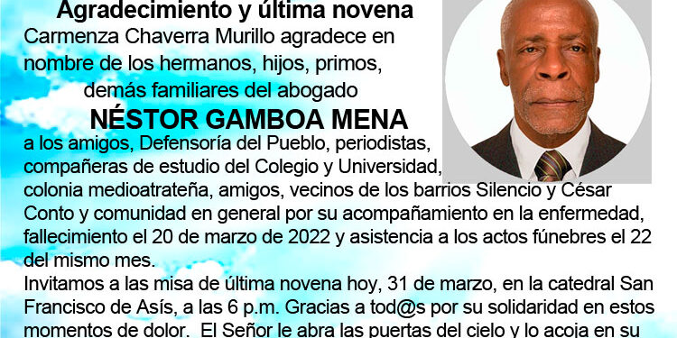 Última novena de Néstor Gamboa Mena