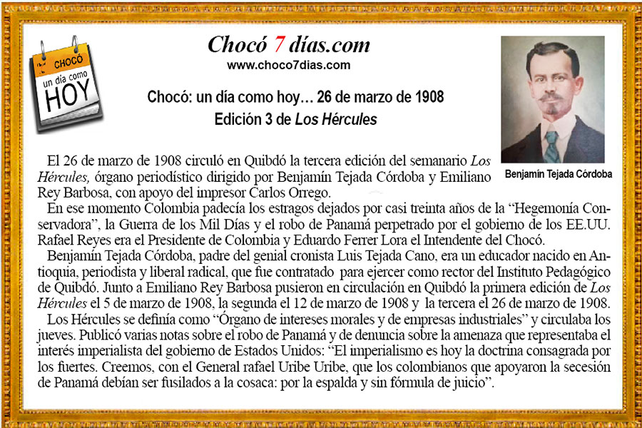 Choc&oacute;: un d&iacute;a como hoy&hellip; 26 de marzo de 1908. Edici&oacute;n 3 de Los H&eacute;rcules.
