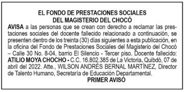 Edicto 1er. aviso Atilio Moya Chocho