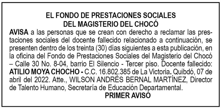 Edicto 1er. aviso Atilio Moya Chocho