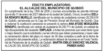 Edicto 1er. aviso Idelisa Rengifo Murillo