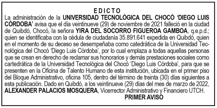 Edicto 1er. aviso Yira del Socorro Figueroa Gamboa