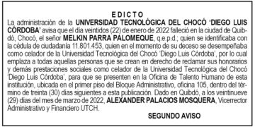 Edicto 2do. aviso Melkin Parra Palomeque